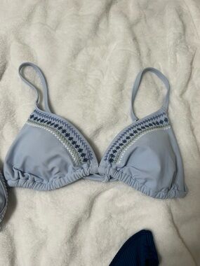 (2) Hollister Women’s Triangle Bikini Tops in Light Blue